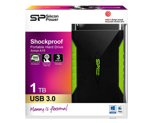 PHD External 2.5'' SiliconPower USB 3.2 Gen. 1 Armor A15 1Tb Black