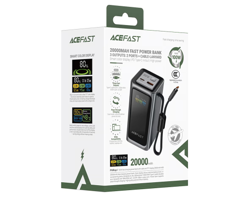 Power Bank Acefast M33 QC+PD 100W (20000 mAh) black PLS-00-00173498