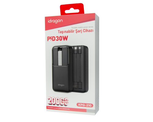 Power Bank iDragon Power KPG-210 22.5W з кабелем 3в1 (20000 mah) black PLS-00-00156504