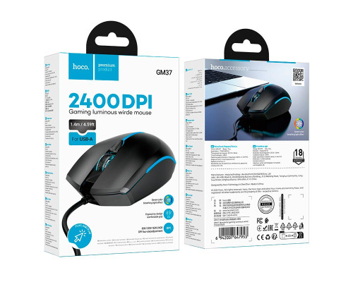 USB Миша Iгрова Hoco GM37 Wonderful gaming luminous Колір Чорний 6942007647953 ma37158_3610578