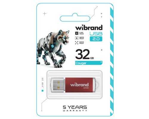 Flash Wibrand USB 2.0 Cougar 32Gb Red