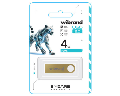 Flash Wibrand USB 2.0 Puma 4Gb Gold