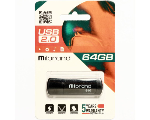 Flash Mibrand USB 2.0 Grizzly 64Gb Black