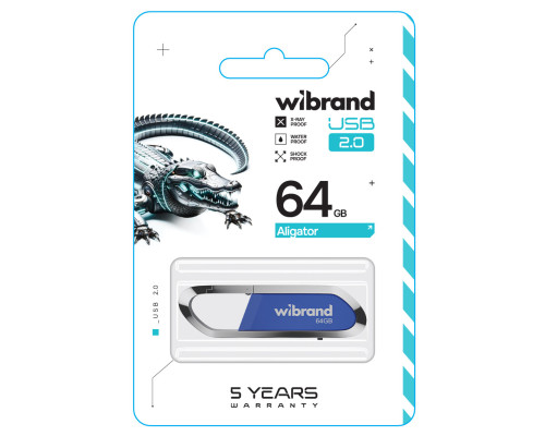 Flash Wibrand USB 2.0 Aligator 64Gb Blue