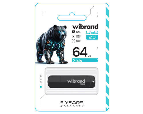 Flash Wibrand USB 2.0 Grizzly 64Gb Black