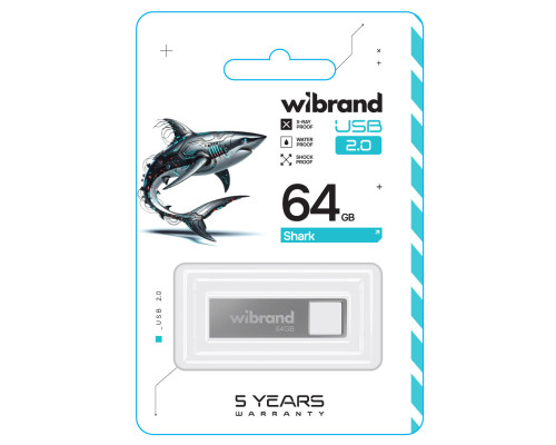 Flash Wibrand USB 2.0 Shark 64Gb Silver