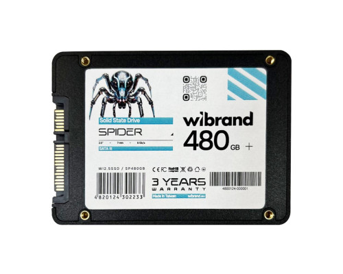 SSD Диск Wibrand Spider 480GB 2.5" 7mm SATAIII Bulk Колір Чорний 4820124302233 ma38390_3748127