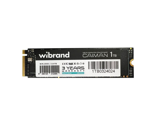 SSD M.2 Диск Wibrand Caiman 1TB NVMe 2280 PCIe 3.0 3D NAND Колір Чорний 8590124312094 ma38394_3748131