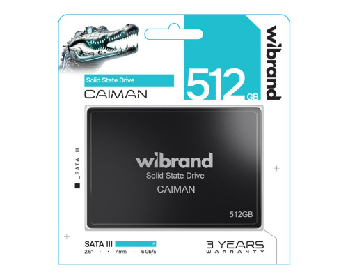SSD Диск Wibrand Caiman 512GB 2.5" 7mm SATAIII Standard Колір Чорний 4820124302189 ma38395_3748132