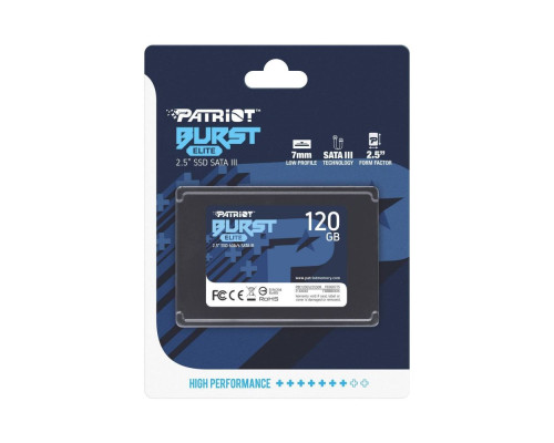 SSD Диск Patriot Burst Elite 120GB 2.5" 7mm SATAIII TLC 3D Колір Чорний 814914027738 ma33394_3161214