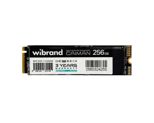 SSD M.2 Диск Wibrand Caiman 256GB NVMe 2280 PCIe 3.0 3D NAND Колір Чорний 8590124372104 ma38383_3748120