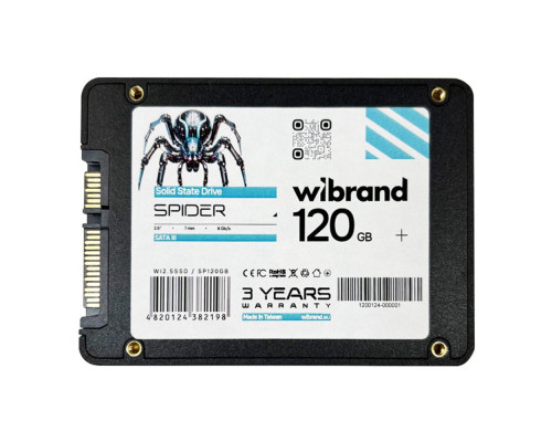 SSD Диск Wibrand Spider 120GB 2.5" 7mm SATAIII Bulk Колір Чорний 4820124382198 ma38379_3748116