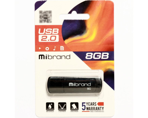 Flash Mibrand USB 2.0 Grizzly 8Gb Black