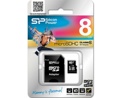 microSDHC SiliconPower 8Gb class 10 (adapter SD)