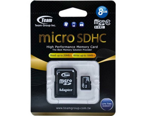 microSDHC Team 8Gb class 10 (adapter SD)