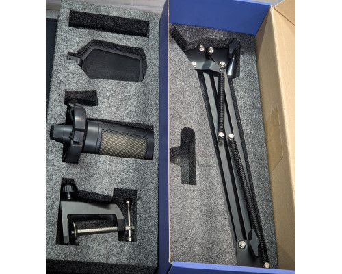 Мікрофон Fifine A6T USB для ПК, кардіоїдна діаграма, чорний, для запису голосу та стрімінгу, компактний дизайн, регульована стійка, ідеальний для подкастів та відео на YouTube