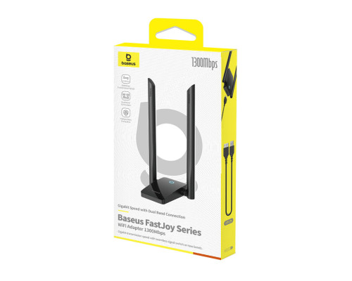 Адаптер Baseus FastJoy Series WiFi Adapter 1300Mbps（External Antenna）Cluster Black (B01317600111-05)