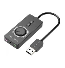 Адаптер Vention USB 2.0 External Stereo Sound Adapter with Volume Control 0.15M Black ABS Type (CDRBB) (CDRBB)