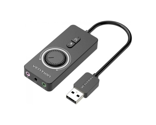 Адаптер Vention USB 2.0 External Stereo Sound Adapter with Volume Control 0.15M Black ABS Type (CDRBB) (CDRBB)