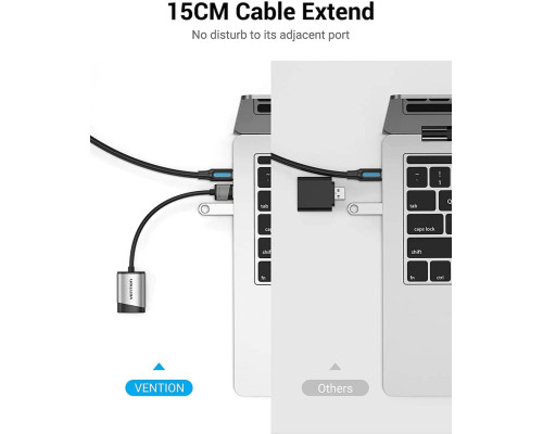 Адаптер Vention USB External Sound Card 0.15M Gray Metal Type (CDKHB) (CDKHB)