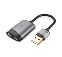 Адаптер Vention USB External Sound Card 0.15M Gray Metal Type (CDKHB) (CDKHB)