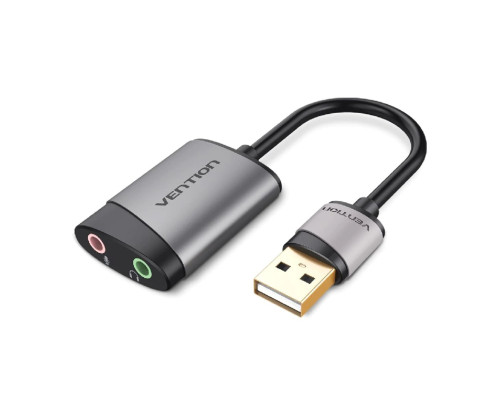 Адаптер Vention USB External Sound Card 0.15M Gray Metal Type (CDKHB) (CDKHB)