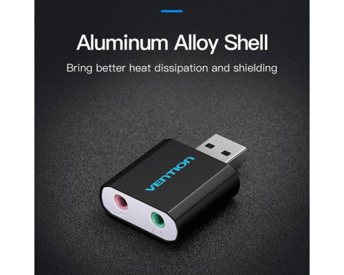 Адаптер Vention USB External Sound Card Black Metal Type (VAB-S17-B) (VAB-S17-B)