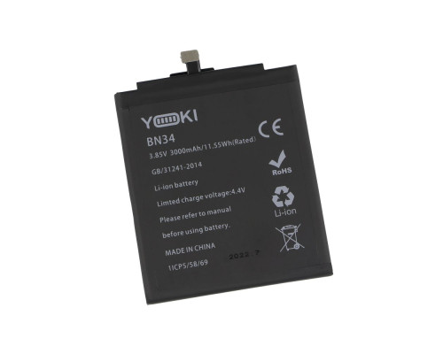 Акумулятор для Xiaomi Redmi 5A / BN34 Характеристики Yoki 2020000321101