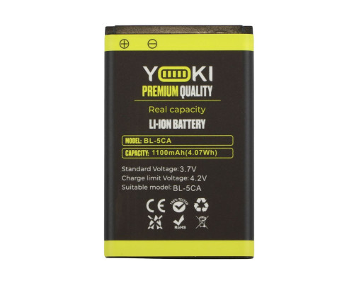 Акумулятор для Nokia 1112 / BL-5CA Характеристики Yoki 2020000321415