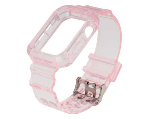 Ремінець для Apple Watch Band Color Transparent + Protect Case 44mm Колір Pink 2020000256885