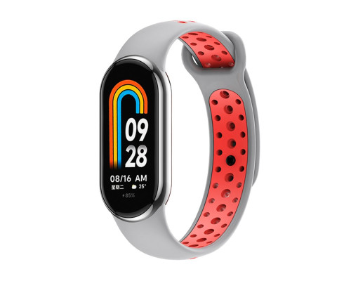 Ремінець для Xiaomi Mi Band 8 / 9 N Sport Колір Grey/Red 2020000420040