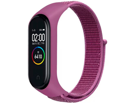 Ремешок для Xiaomi Mi Band 3 / 4 / 5 / 6 / 7 Nylon Колір Rose Red 2020000424444