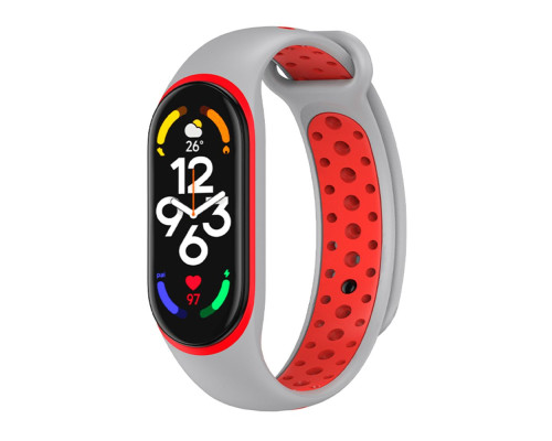 Ремешок для Xiaomi Mi Band 5 / 6 / 7 N Sport Колір Grey/Red 2020000420118