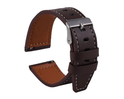 Ремешок Универс 20mm Leather strap with straight tip для Samsung/Amazfit/Huawei Колір Black 2020000413455