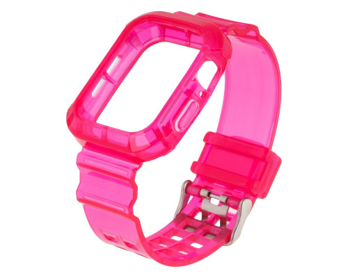 Ремінець для Apple Watch Band Color Transparent + Protect Case 44mm Колір Hot pink 2020000256847