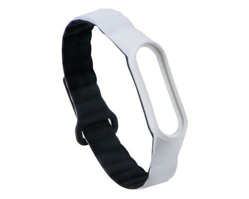 Ремінець для Xiaomi Mi Band 3/4/5/6/7 Silicone Link Колір White/Black 2020000373469 ma32368_2917276