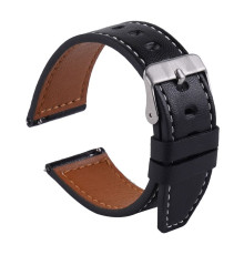 Ремешок Универс 20mm Leather strap with straight tip для Samsung/Amazfit/Huawei Колір Black 2020000413455