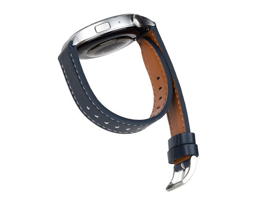 Ремешок Универс 20mm Leather strap with straight tip для Samsung/Amazfit/Huawei Колір Black 2020000413455