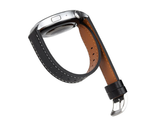 Ремешок Универс 20mm Leather strap with straight tip для Samsung/Amazfit/Huawei Колір Black 2020000413455