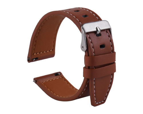 Ремешок Универс 20mm Leather strap with straight tip для Samsung/Amazfit/Huawei Колір Black 2020000413455