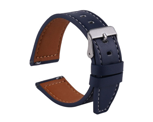 Ремешок Универс 20mm Leather strap with straight tip для Samsung/Amazfit/Huawei Колір Black 2020000413455