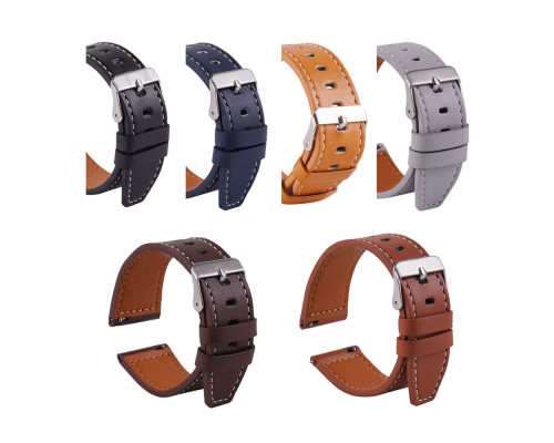 Ремешок Универс 20mm Leather strap with straight tip для Samsung/Amazfit/Huawei Колір Brown 2020000413431