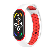 Ремешок для Xiaomi Mi Band 5 / 6 / 7 N Sport Колір White/Red 2020000420095