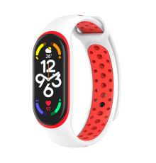 Ремешок для Xiaomi Mi Band 5 / 6 / 7 N Sport Колір White/Red 2020000420095