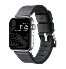 Ремінець для Apple Watch Leather+Silicone 42/44/45/49 mm Колір Black Silver 2020000478232 ma37203_3610735