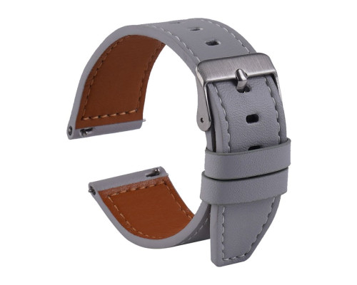 Ремінець Универс 22mm Leather strap with straight tip для Samsung/Amazfit/Huawei Колір Light Grey 2020000473466 ma35681_3577570