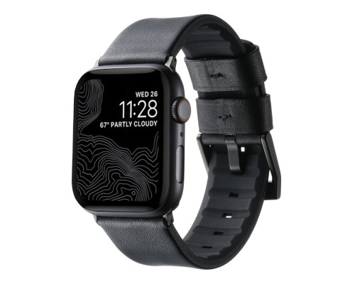 Ремінець для Apple Watch Leather+Silicone 42/44/45/49 mm Колір Coffe Black 2020000478225 ma37203_3610736