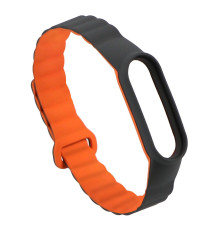 Ремінець для Xiaomi Mi Band 3 / 4 / 5 / 6 / 7 Silicone Link Колір grey/orange 2020000373421