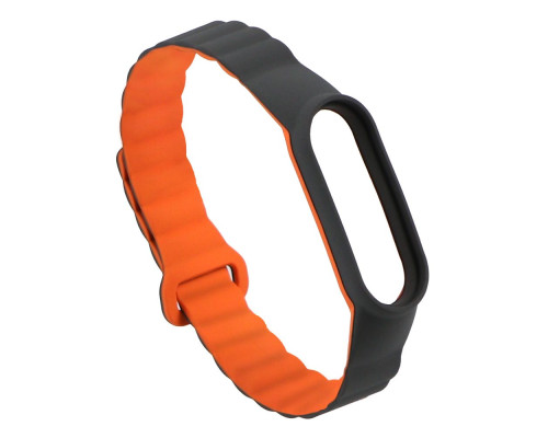 Ремінець для Xiaomi Mi Band 3/4/5/6/7 Silicone Link Колір Grey/Orange 2020000373421 ma32368_3084688