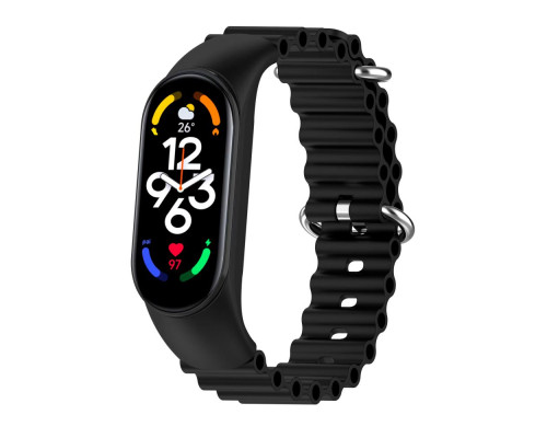 Ремінець для Xiaomi Mi Band 5 / 6 / 7 Ocean band Колір Black 2020000422068